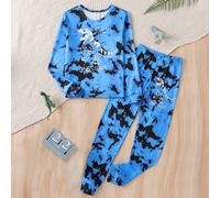 2 pezzi/Set Pigiama aderente per ragazzi con stampa di dinosauri che brillano al buio, abbigliamento da notte comodo per bambini 8Y,9Y,10Y,11Y,12YAnimaleTessuto