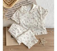 2 pezzi Set pigiama bimba/neonata con motivo floreale ditsy, con top in maglia a maniche corte con colletto alla Peter Pan e pantaloni in tessuto leggero, per l'estate 6-9M,9-12M,12-18M,18-24M,2-3YPia