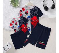 2 pezzi/set Pigiama comodo per ragazzo pre-adolescente, composto da pantaloncini e maglietta a maniche corte con stampa della forma di battaglia super 8Y,9Y,10Y,11Y,12YMaglia a coste