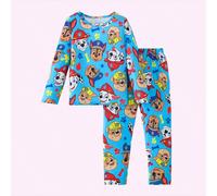 2 pezzi Set pigiama Paw Patrol per ragazzi, maglietta girocollo a maniche lunghe e pantaloni con stampa integrale di cartoni animati carini grigi, completo pigiama autunno/inverno per ragazzi per uso 