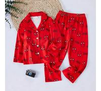 2 pezzi Set pigiama per ragazzi giovani con polo a colletto e pantaloncini con grafica divertente di ragno, realizzato in tessuto ignifugo comodo per l'abbigliamento casual a casa dei ragazzi 6Y,7Y,8Y