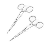 2 Pezzi Set Pinze Locking 12.5cm Acciaio Inox Sutura Piercing Emostatica con Potente Mascella Seghettata, Testa Diritta per Pulizia Orecchie da Cane