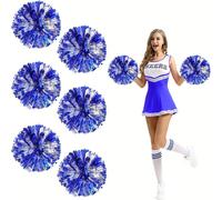 2 pezzi/set Pon pon blu e argento - Plastica ad alto indice, adatti per danza, eventi sportivi e festival, tifo per lo spirito di squadra Blu mescolato con argentoPolipropilene