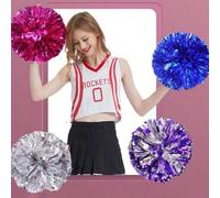 2 pezzi/Set Pon pon da cheerleader colorati, rinforzati e addensati, con anelli robusti, adatti per competizioni di cheerleading, danza e feste blu,verde,argento,rosa rossa,oro,Rosso,argento misto blu