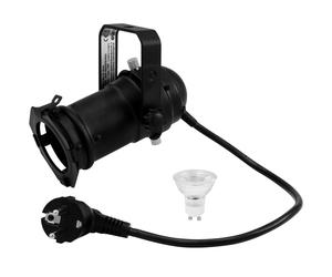 2 pezzi - Set Proiettore LED EUROLITE PAR-16 GU10 Nero con Lampadina 230V 7W 300