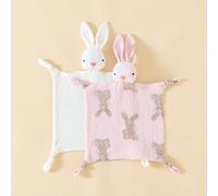 2 pezzi/set Quadrati in mussola di cotone 100% disegno coniglio neonato, bavette multifunzionali Tagli UnicaAnimale,FumettoTessuto