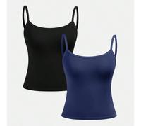 2 pezzi/Set Reggiseno e canotta minimalista, comoda e delicata sulla pelle per ragazze adolescenti 14Y,13Y,16Y,15YColore unicoPoliestere
