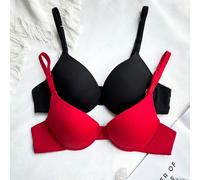 2 pezzi/Set Reggiseno imbottito con ferretto di colore tinta unita, stile minimalista 70B,70C,75B,75C,80B,80C,85B,85CColore unicoTessuto