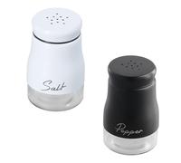 2 Pezzi Set Sale e Pepe in Vetro, Saliera e Pepiera in Vetro e Acciaio Inox, 120ml Saliera da Cucina, Spargispezie Barattoli di Spezie, Saliera da Tavola per Cucina, Barbecue, Camper (Nero bianco)