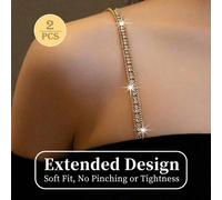 2 pezzi/set Spalline per reggiseno in cristallo da donna, catena per spalla/corpo in cristallo, lunghezza regolabile, non sbiadente, brillante, elegante, sexy, adatta per matrimonio/bar/festa/spiaggia