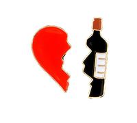 2 Pezzi/Set Spille in Lega Spilla Cuore Amore e Vino Rosso Spilla Cuciture durevoli e utili Lovely And Attractive