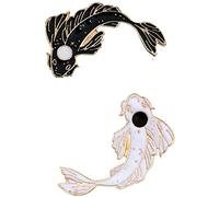 2 Pezzi/Set Spille per Risvolto di Pesce Corpetto Spille Tai Distintivi Colore Bianco Nero Durable Design