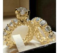 2 Pezzi/set Splendido Anello Con Zirconia Cubica Per Donne, Regalo Di San Valentino, Matrimonio, Anniversario, Gioielli Per Festa, Mamma, Festa Della Mamma 7,5,9,11,6,8,10Rame