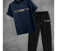 2 pezzi/set T-shirt a maniche corte casual e pantaloni con coulisse con grafica in inglese sull'albero della speranza, adatti per strada, attività all'aperto e uso quotidiano L,M,S,XL,XXL,XXXLGrafico,