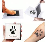 2 pezzi/set Tampone per inchiostro senza contatto e carta per inchiostro, adatto per impronte di animali, impronte delle mani e memoriale per animali domestici, senza contatto, mini timbro significati