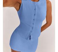 2 pezzi/Set Top a canotta in maglia a righe blu fiordaliso e minigonna a vita bassa, elegante e casual per l'estate, ideale per vacanze sull'isola di Ibiza, appuntamenti e vacanze L,M,S,XL,XS,XXL,XXS,
