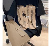 2 pezzi/Set Top a maniche corte casual e pantaloncini colorblock per ragazzi adolescenti, stile Street Punk Rock Academy, adatto per uso quotidiano, uscite, feste, festival musicali, primavera/estate,
