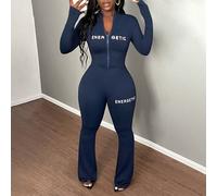 2 pezzi/set Top e pantaloni casual di base da donna ad alta elasticità con cerniera e stampa di lettere L,M,S,XL,XS,XXL,XXS,XXXL,XXXXLsloganTessuto in maglia