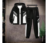 2 pezzi/set Tuta casual sportiva per ragazzi pre-adolescenti, composta da felpa con cappuccio con stampa "KING" a contrasto e pantaloni a contrasto, adatta per primavera/autunno 8Y,9Y,10Y,11-12Y,14Y,1