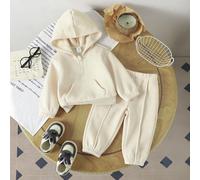 2 pezzi/Set Tuta da bambino maschio con cappuccio e chiusura lampo, felpa con cappuccio a maniche lunghe con tasca e pantaloni casual con vita elastica, adatto per uso quotidiano, vacanze, scuola, aut