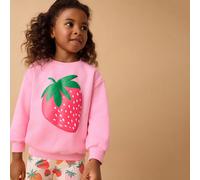 2 pezzi/set Tuta da ragazza con motivo a fragola, composta da felpa girocollo e pantaloni 6Y,7Y,4Y,5YFrutta & verduraTessuto