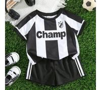 2 pezzi/Set Unisex Neonato Completo a Righe Nere, Maglietta a Maniche Corte e Pantaloncini in Maglia, Maglia Neonato, Squadra Juventus, Primavera/Estate 6-9M,9-12M,12-18M,18-24M,2-3Y,3-6MBlocchi di co