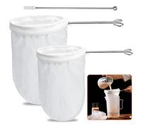 2 Pezzi Setaccio Filtro Alimentare, 14/20 cm Filtro per Alimenti, Riutilizzabile Sacchetto per Latte di Noce, Filtro Liquori per il filtraggio di succhi, latte, caffè, Vino Rosso, tè