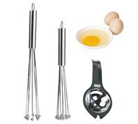 2 Pezzi Sfere In Acciaio Inossidabile Frusta A Mano(10 Pollici, 12 Pollici) E 1 Pezzo Acciaio Inossidabile Separatore Albume D'uovo, Frusta Da Cucina, Separatore Per Tuorlo D'uovo