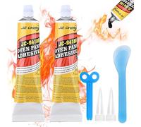 2 Pezzi Silicone Alte Temperature Con Piccolo Raschietto 100 Ml Nero Silicone Alta Temperatura per Caminetti, Stufe, Forni, Scudi Termici, Elettrodomestici Forno a Microonde