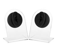 2 pezzi silicone flessibile orecchio repliche, morbido riutilizzabile falso orecchio stampi per piercing pratica, orecchie in gomma con basi di visualizzazione acrilico per gioielli e formazione uso