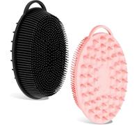 2 pezzi silicone peeling corpo 2 in 1 doccia e shampoo, spazzola massaggiante per cuoio capelluto asciutto e bagnato, schiuma bene, stimola la circolazione sanguigna, grattacieli per tutti i tipi di