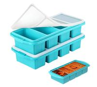 2 Pezzi Silicone per Congelatore con Coperchio, Silicone Trasparente, Contenitori Svezzamento Freezer, Inodore e Flessibile per Cubetti di Ghiaccio Perfetti e una Preparazione dei Pasti Senza Sforzo