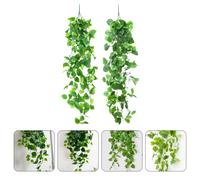 2 pezzi Simulazione di piante verdi pareti appesi ornamento di rattan verde