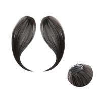 2 pezzi sintetici finti, frangia da donna, clip in frangia, capelli naturali, parte centrale a due lati, clip in extension (nero naturale)