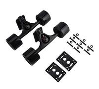 2 pezzi Skateboard Truck, Longboard Truck Alta Durata con Ruota della Scala Bullone del Cuscinetto del (Ruota nera albero nero)