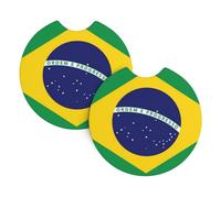 2 Pezzi Sottobicchiere Per Auto Brazil Flag Sottobicchieri Da Auto Riutilizzabili Accessori Interno Tappetino Per Birra Bottiglie, Per Veicolo, Ristorante, Tavolo, 6.9cm