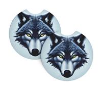2 Pezzi Sottobicchiere Per Auto Fierce Wolf Head Picture Sottobicchieri Per Portabicchieri Per Auto Decorazioni Antiscivolo Tappetino Per Bicchieri, Per Camion, Donna, 6.9cm