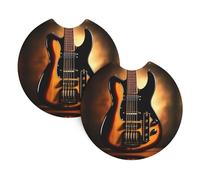 2 Pezzi Sottobicchiere Per Auto Instrumental Guitar Pattern Sottobicchieri Da Caffè Riutilizzabili Universali Tappetino Per Tazze Da Tè, Per Ristorante, Camion, Veicolo, 6.9cm