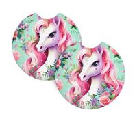 2 Pezzi Sottobicchiere Per Auto Pink Horse Pattern Sottobicchieri Veicolo Resistenti Antiscivolo Tappetino Per Tazze Da Tè, Per Donna, Casa, Camion, 6.9cm