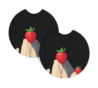 2 Pezzi Sottobicchiere Per Auto Red Fruit On The Cliff Pattern Sottobicchieri Per Portabicchieri Per Auto Impermeabili Tappetino Per Bicchieri, Per Bar, Veicolo, Casa, 6.9cm