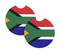 2 Pezzi Sottobicchiere Per Auto South African Flag Sottobicchieri Da Caffè Resistenti Impermeabili Tappetino Per Bicchieri, Per Camion, Ristorante, Tavolo, 6.9cm