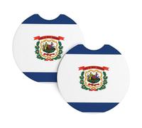2 Pezzi Sottobicchiere Per Auto West Virginia Flag Printing Sottobicchieri Veicolo Universali Accessori Interno Tappetino Per Birra Bottiglie, Per Suv, Uomo, Donna, 6.9cm
