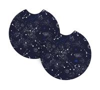 2 Pezzi Sottobicchiere Per Auto Zodiac Constellation Galaxy Starry Night Stars Glow In The Dark Midnight Sottobicchieri Da Auto Tappetino Per Tazza Da Caffè, Per Ufficio, Tavolo, Barca, 6.9cm