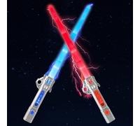 2 Pezzi Spada Laser a LED 24 Colori Modificabili, Spada Laser Telescopiche Giocattolo, 2 in 1 Lightsaber Ricaricabile con Suono Light Up Toy per Bambini Adulti Natale Halloween Compleanni