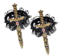 2 Pezzi Spada Pirata Donna, Spada da Pirata con Pizzo Nero Giarrettiera, Accessori Costume per Donna per Halloween Carnevale Cosplay e Feste in Maschera