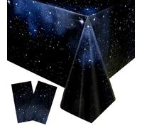 2 Pezzi Spaziale Tovaglia Compleanno, 137x274cm Rettangolo Tovaglia Plastica, Impermeabile Riutilizzabile Tovaglia per la Festa a Tema Spaziale, Potluck, Campeggio, Cena, Compleanno