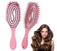 2 Pezzi Spazzola Capelli Ricci, Spazzola per Capelli Ricci, Due Opzioni di Stile per Il Pettinaggio e La Qualità, La Riduzione Della Trazione, La Creazione di Acconciature Alla Moda (Rosa)
