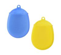 2 Pezzi Spazzola da Bagno in Silicone, Pulizia Profonda | Esfoliante, Produce Schiuma Ricca, Anello per Appendere, per Bimbi Piccoli, Giallo e Blu