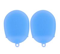 2 Pezzi Spazzola Doccia in Silicone Blu per Corpo e Cuoio Capelluto | Morbida, Asciugatura Rapida, Pulizia Profonda, Bagno Familiare, Piscina per Bebè