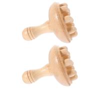 2 Pezzi Spazzola Massaggiante in Legno di Gomma, Rotonda | Denti Larghi, Uso Quotidiano e Viaggio, Facile da Portare e Riporre, Colore Beige